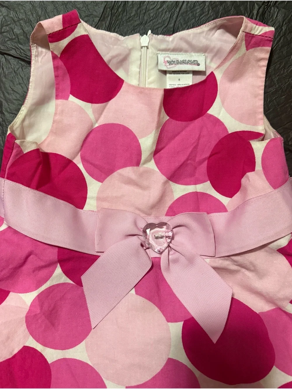 Girls Pink Polka Dot Party Dress with Bow